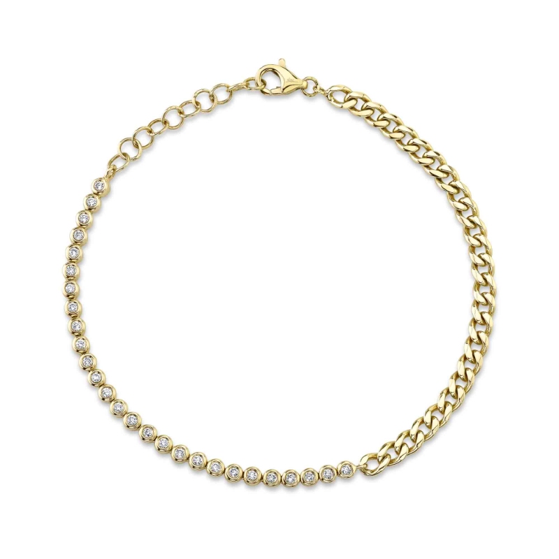 0.28Ct 14K Yellow Gold Diamond Bezel Link Bracelet