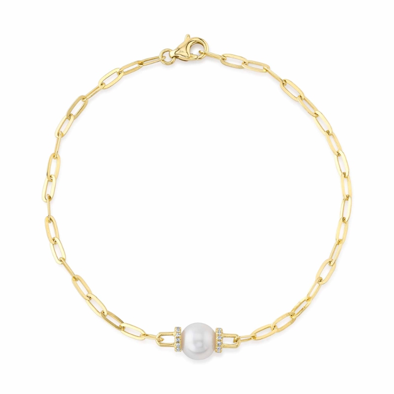 0.07Ct Diamond & Cultured Pearl Bracelet