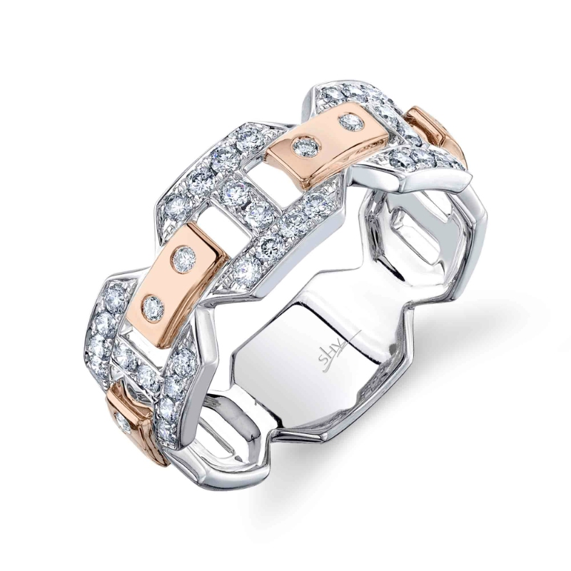 0.65Ct 14K Two Tone White And Rose Gold Diamond Men