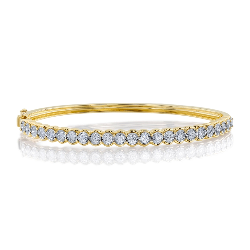 1.35Ct 14K Yellow Gold Diamond Bangle
