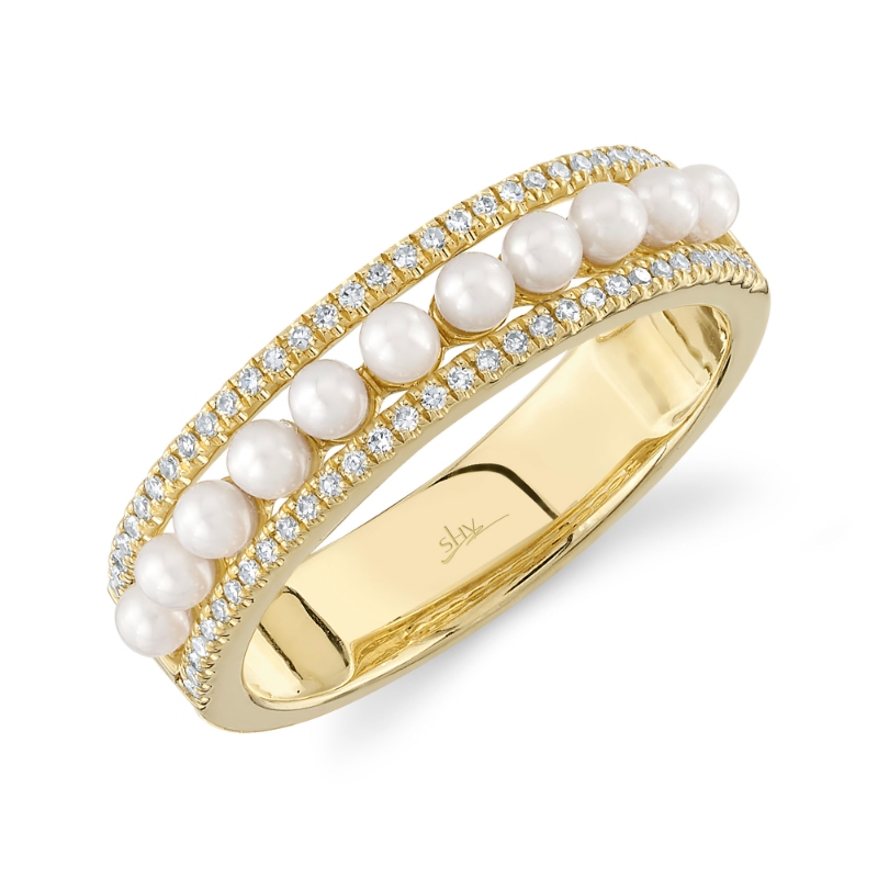 Shy Creation 14K Yellow Gold Diamond & Cultured Pearl Ring