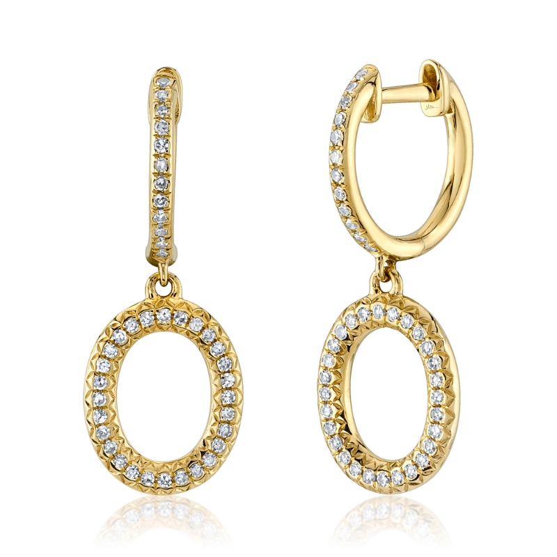 0.19Ct 14K Yellow Gold Diamond Oval Earrings
